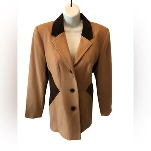 VTG 90’s Urban Wool Lined Pea Coat 10 Velvet Detail Padded Shoulder Button Up